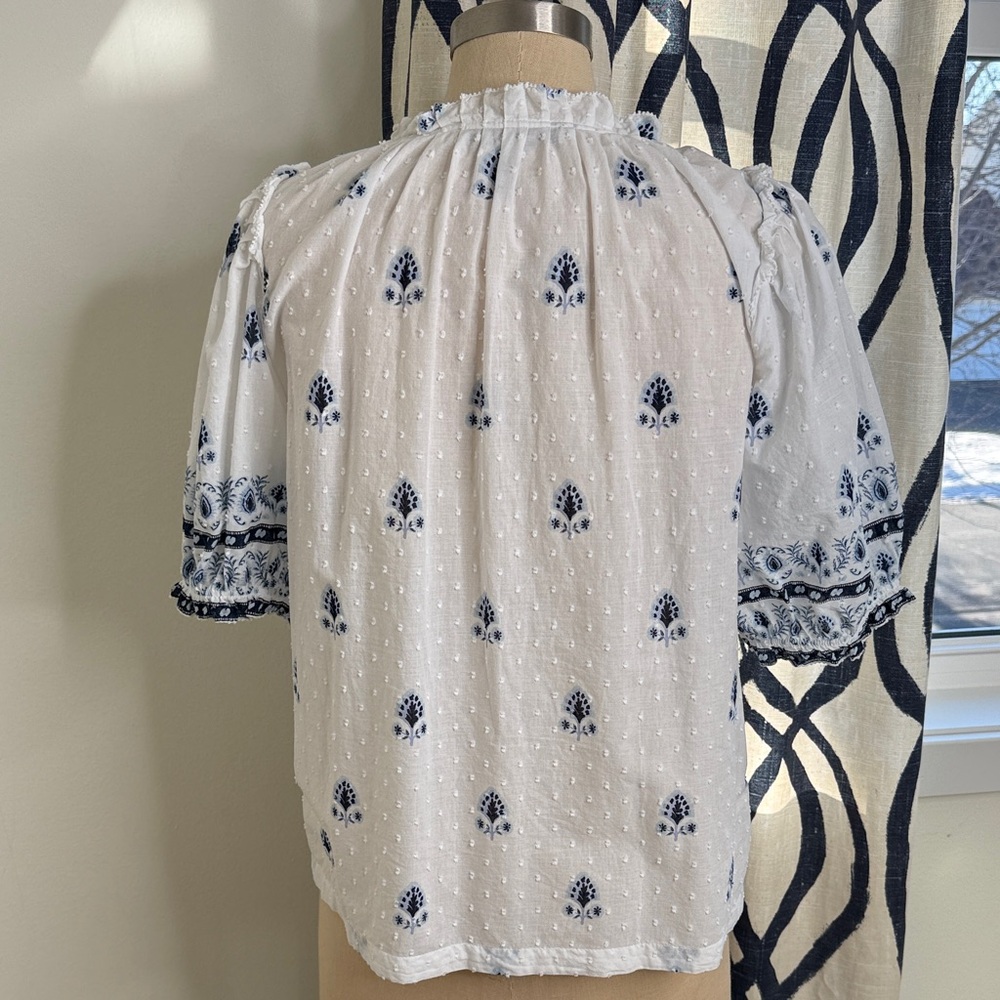 LOFT Border Floral Clip Pleated Blouse - Picture 6 of 11
